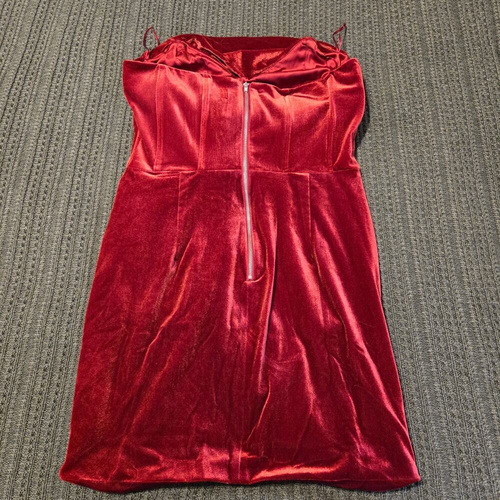 Bardot Claudette Mini Dress Deep Red Velvet Lolita Gothiclolita Holiday Party - Picture 7 of 13